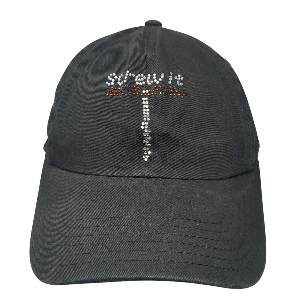 Screw It Slideback Baseball Cap Black OS Adjustable Rhinestone Chris's Stuff